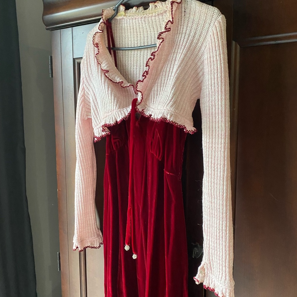 Vintage Beautiful Red velvet Long dress
